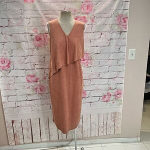 Chicos Black Label Women's Pink Faux Suede Sleeveless Midi Dress Size M 8/10 NWT